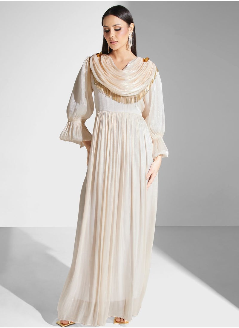 hayas closet - Pleated Fringe Detail Dress - Image 1