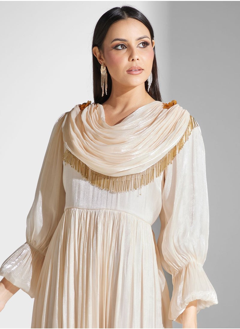 hayas closet - Pleated Fringe Detail Dress - Image 1
