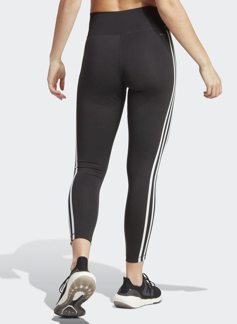 اديداس بنطال ضيّق بطول شبه كامل Train Essentials 3-Stripes High-Waisted - Image 2
