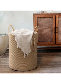AUTOYSUR Laundry Basket, Laundry Hamper, Clothes Hamper Jute Rope Laundry Hamper Woven Laundry Basket Clothes Storage Basket For Blankets Laundry Room Organizing Bedroom Clothes Storage Basket  - Image 2