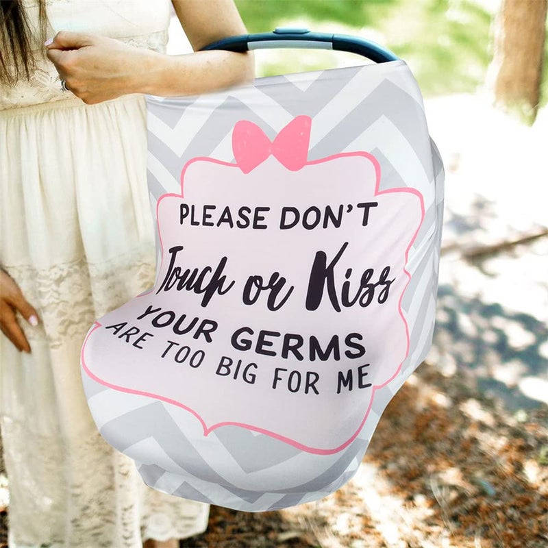 Metplus No Touch Sign Car Seat Cover for Babies, Mom Nursing Covers Breastfeeding Scarf, Multi Use Infant Carseat Canopy for Newborn Carrier/Stroller/Shopping Cart, Baby Shower Gifts for Boy Girl - Image 3