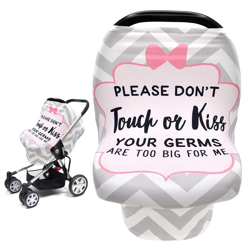 Metplus No Touch Sign Car Seat Cover for Babies, Mom Nursing Covers Breastfeeding Scarf, Multi Use Infant Carseat Canopy for Newborn Carrier/Stroller/Shopping Cart, Baby Shower Gifts for Boy Girl - Image 1