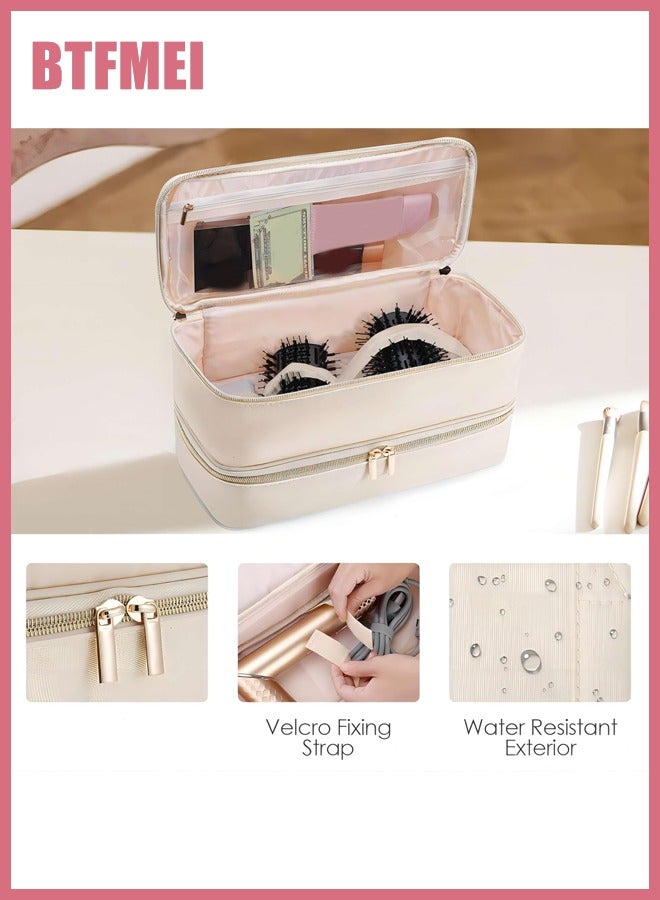 BTFMEI 2-Tier Hair Dryer Styling Tool Organizer Box, Portable Carrying Case Waterproof Anti-Scratch Dustproof Shockproof Protection Cosmetics Organizer Travel Storage Bag - Image 2