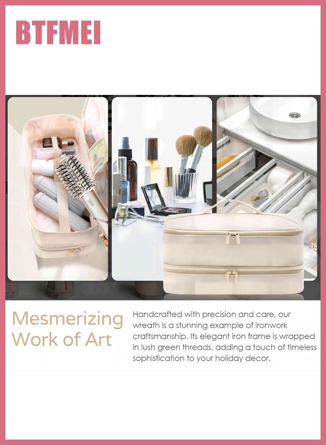 BTFMEI 2-Tier Hair Dryer Styling Tool Organizer Box, Portable Carrying Case Waterproof Anti-Scratch Dustproof Shockproof Protection Cosmetics Organizer Travel Storage Bag - Image 3