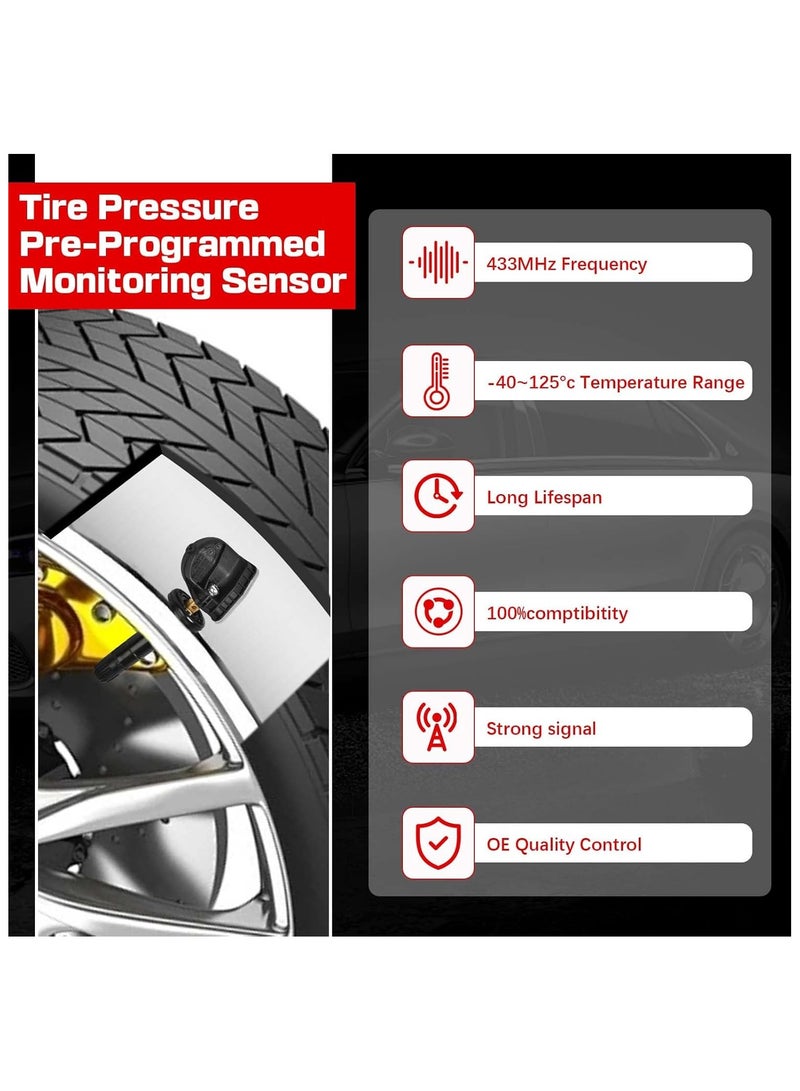 ستارويل مجموعة من 4 مستشعرات نظام مراقبة ضغط الإطارات TPMS بتردد 433 ميجاهرتز متوافقة مع سيارات كاديلاك وجي إم سي وماليبوا وسيلفرادو وإمبالا وكروز وريجال ولاكروس. بديل للرقم OE#13598773 13516165 13589601 13506028 13594222  - Image 3