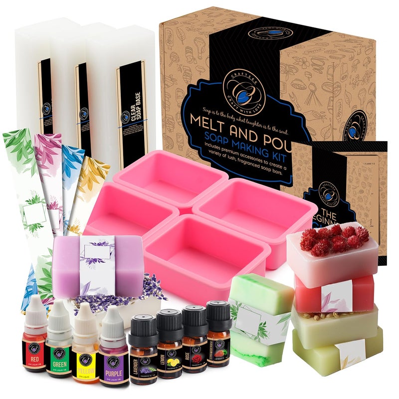 CraftZee Soap Making Kit - Soap Making Supplies with Shea Butter Soap Base, Silicone Loaf Soap Molds, Soap Cutters, Fragrances & More - DIY Homemade Melt & Pour Soap Craft Kits for Adults & Kids - Image 1