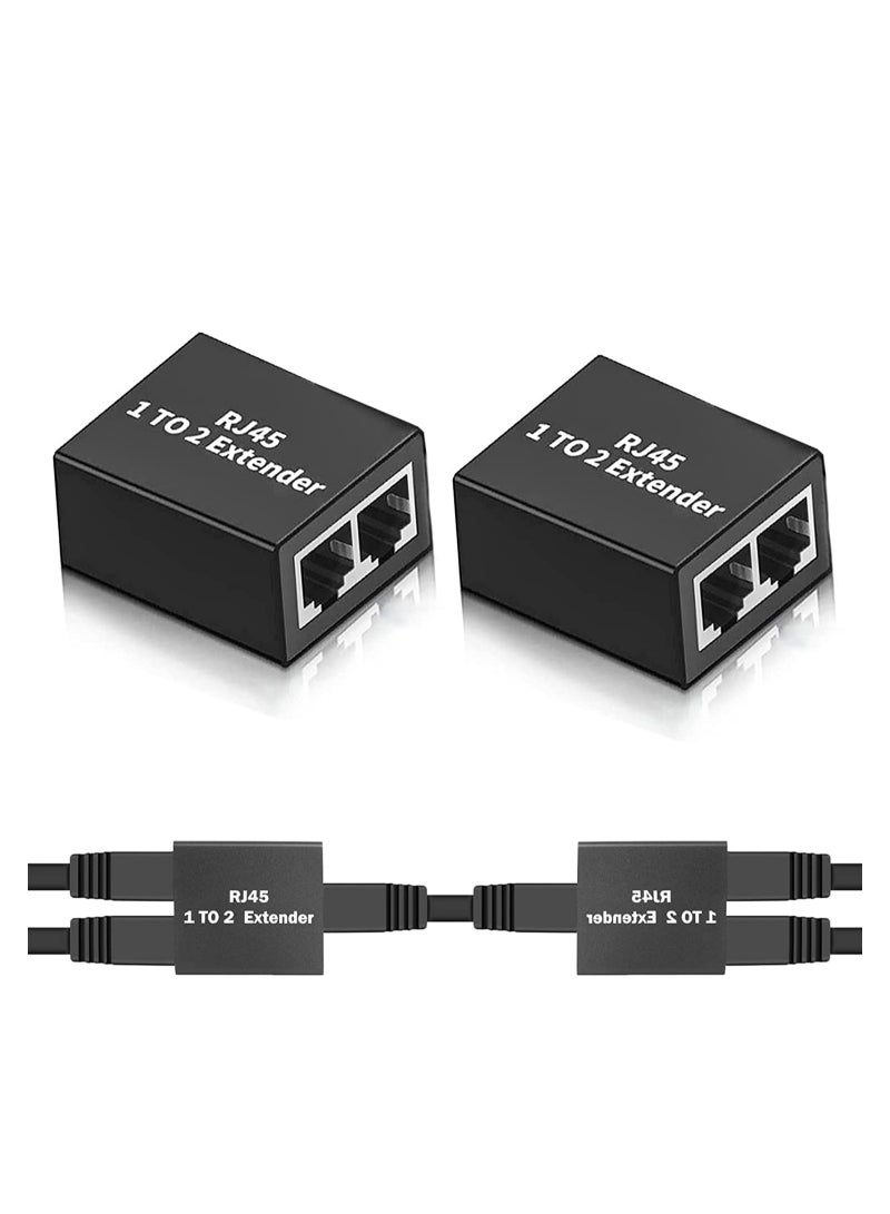 مقسم إيثرنت RJ45 1 إلى 2 وصلة موزع LAN لتقسيم الإنترنت محول شبكة أنثوي إلى توصيل أنثوي مزدوج لمأخذ إيثرنت موسع لكابلات Cat5 و Cat5e و Cat6 و Cat7 و Cat8 - Image 1