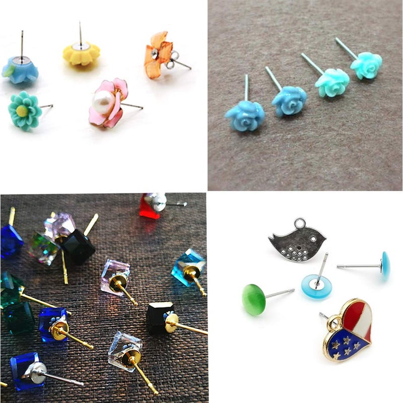 Youdiyla 400pcs Hypoallergenic Stainless Steel Earrings Posts Flat Pad Blank Earring Pin Studs with Butterfly Earring Backs for Jewelry Making Findings (4mm) - Image 3