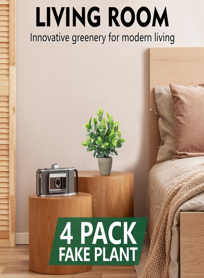 FAVOWREATH 4 Pack Fake Plants Ceramic Mini Artificial Greenery Potted Plants for Home Decor Office Decor Room Decor Farmhouse Decor Indoor Table Bathroom Decor - Image 5