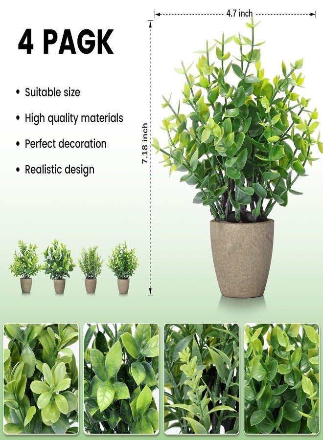FAVOWREATH 4 Pack Fake Plants Ceramic Mini Artificial Greenery Potted Plants for Home Decor Office Decor Room Decor Farmhouse Decor Indoor Table Bathroom Decor - Image 3