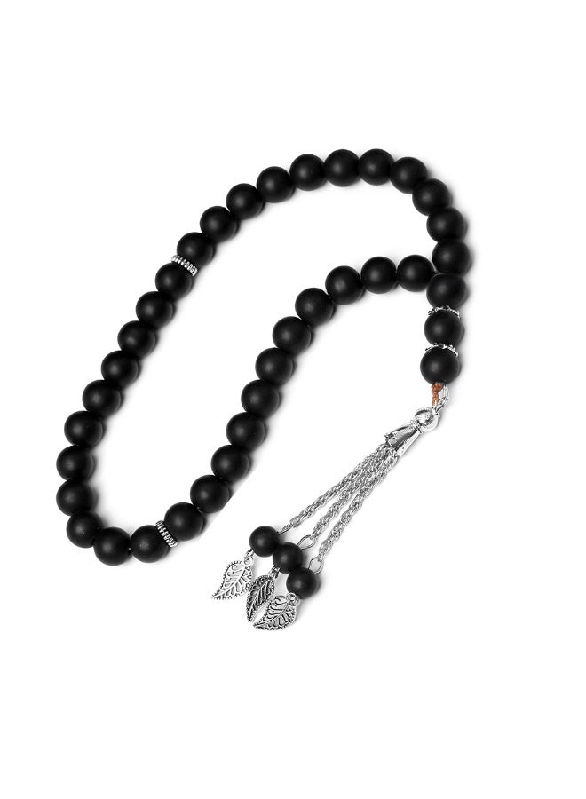 Muslim Tasbih 33 Rosay Beads Frosted Crystal Hand String Islam Prayerdhikr Misbaha Eid Ramadan Gift (Black) - Image 1