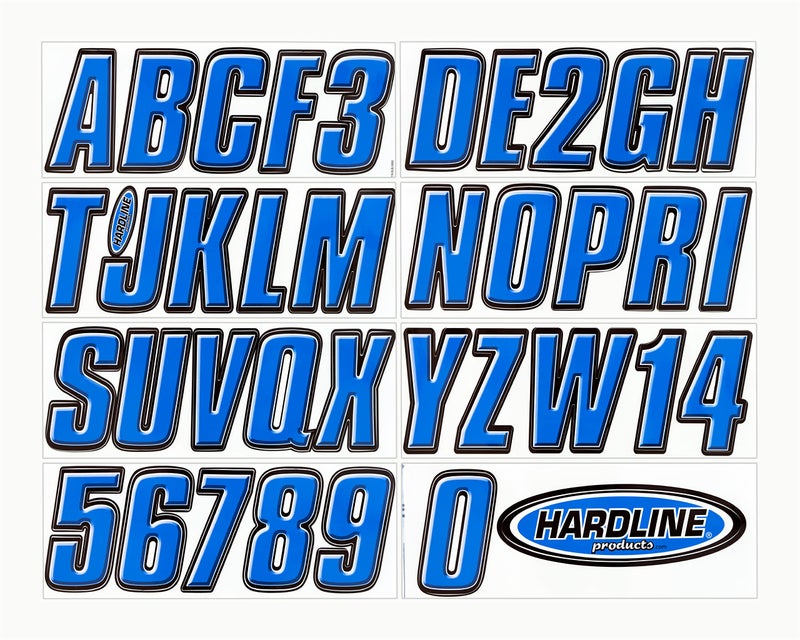 Hardline Products Series 800 Factory Matched 3-Inch Boat & PWC Registration Number Kit, Blue/Black - Image 1