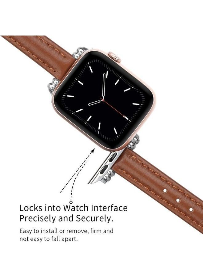 NIBEMINENT Replacement Strap For Apple Watch Series 7 41mm/6,SE,5,4 40mm/3,2,1 38mm Brown - Image 4