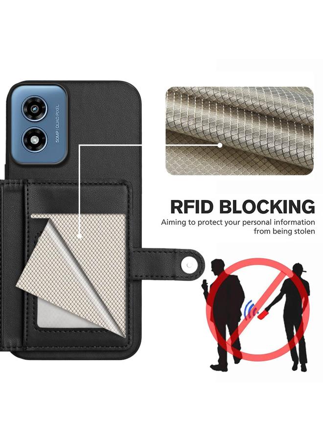 Case For Motorola Moto G Play 4G 2024 Button Card Bag RFID Anti-theft Phone Case