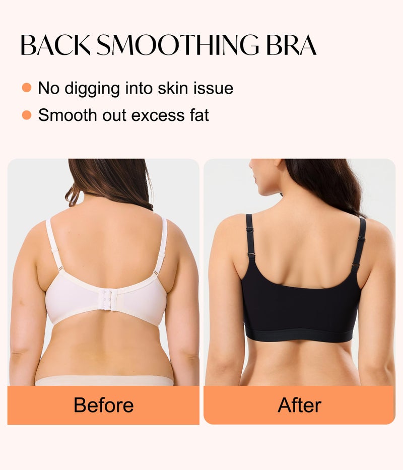 CYDREAM Womens Zip Front Closure Bra Wireless Seamless Bralettes Comfort Full Coverage Back Smoothing No Underwire (US, Alpha, Large, Regular, Regular, Black) - Image 3