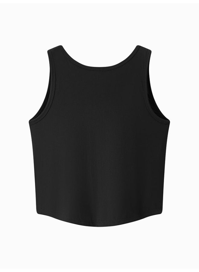 سيمير تيشيرت بدون أكمام بلون موحد ونقشة مضلعة للنساء - Image 5