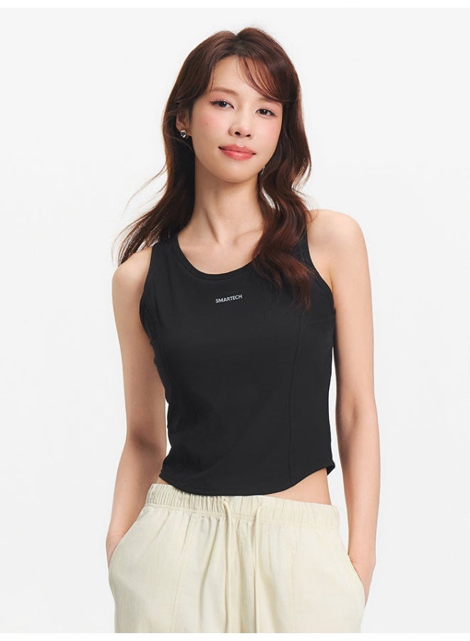 سيمير تيشيرت بدون أكمام بلون موحد ونقشة مضلعة للنساء - Image 1