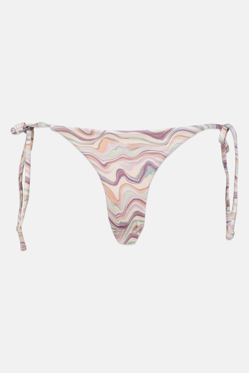 Pull & Bear Women Marble Print Bikini Bottom, Multicolor - Image 1