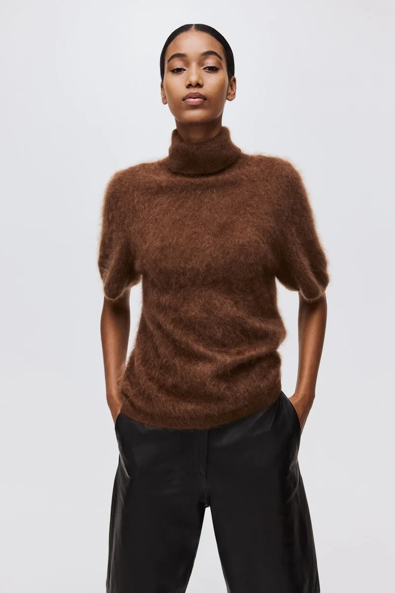 H&M Brushed cashmere polo-neck top