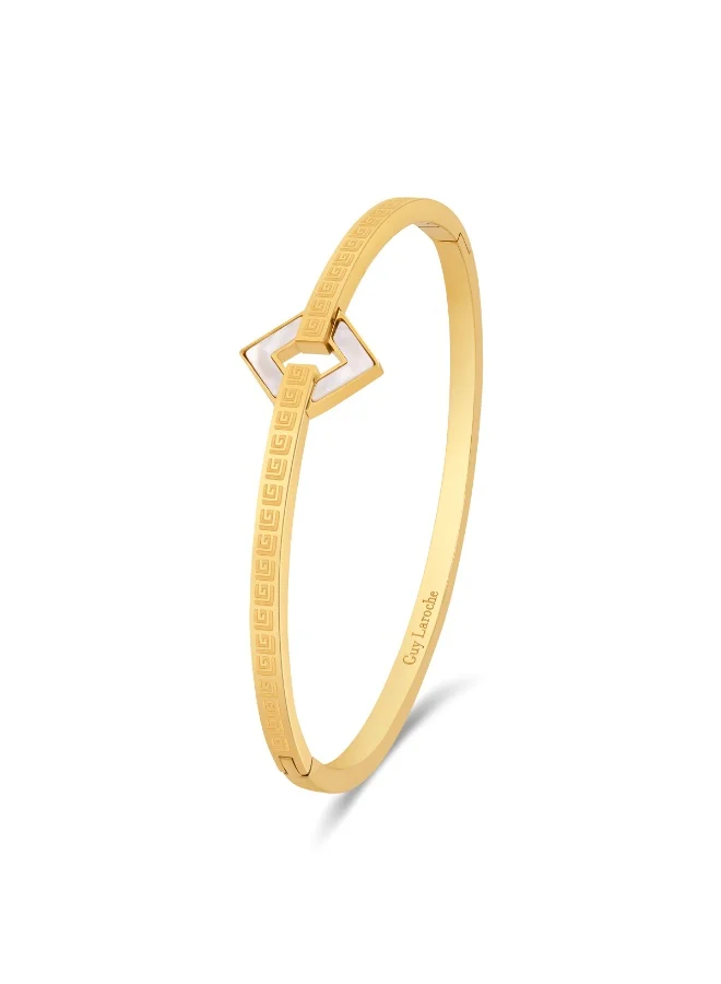 غاي لاروش سوار كورالي مربع مطلي بالذهب مع شعار وأم اللؤلؤ - متوسط