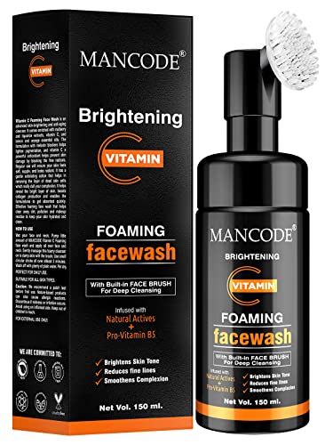 MAN CODE Vitamin C Foaming Face Wash | With Built In Face Brush | Brightens Skin Tone | Reduces Fine Lines | Smoothens Complexion | No Paraben Sulphate Silicone | 5Fl Oz /150 ml (Pack of 1) - Image 1