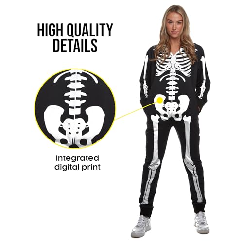 Morph Skeleton Costume Women, Skeleton Jumpsuit Womens, Halloween Costume Adult Women, Large - Image 3