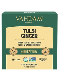 VAHDAM Tulsi Ginger Green Tea 15 Teabags (30g)  - Image 1