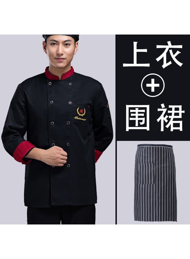 NIBEMINENT سترة طهاة فندقية للرجال زي طهاة زي مطعم طهاة تي شيرت عمل موحد - Image 1