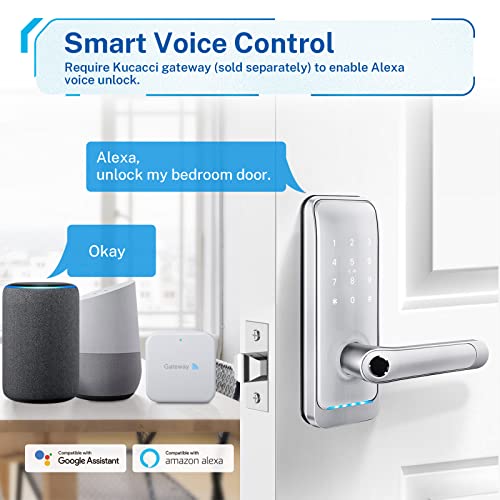 KUCACCI Keypad Smart Door Lock with Handle: Kucacci Keyless Entry Smart Lock for Front Door - Electronic Code for Exterior Door - Retrofit Knob Deadbolt Lock(Silver) - Image 5