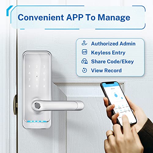KUCACCI Keypad Smart Door Lock with Handle: Kucacci Keyless Entry Smart Lock for Front Door - Electronic Code for Exterior Door - Retrofit Knob Deadbolt Lock(Silver) - Image 3