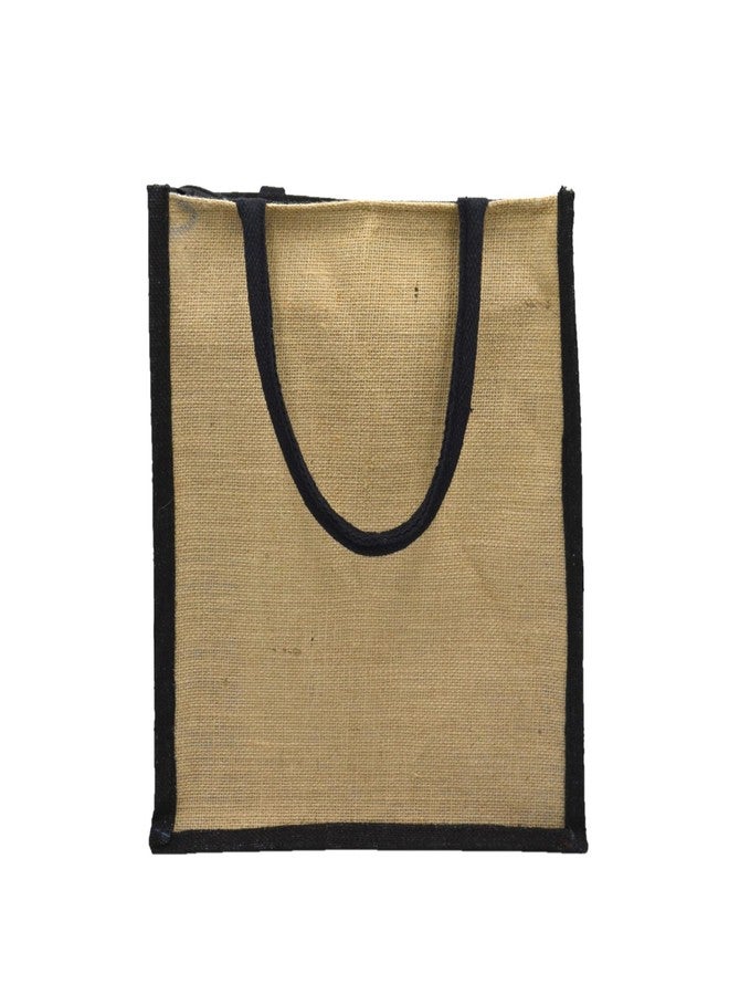 JUTEKA Eco Friendly Reusable Printed Multipurpose Jute Carry Bag for Lunch, Grocery, Tiffin, Office with Zip and Padded Handles for Men Women. (Size: Medium) (Natural) - Image 5