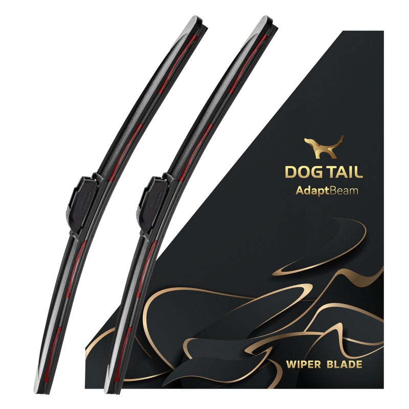 DOG TAIL Neoprene Dual-Steel Frame Wiper Blades 26"+20" with Multiple Adapters, Automotive Replacement Vehicle Front Windshield Wiper Blades Set for My Car Truck Vehicle AdaptBeam - Image 1