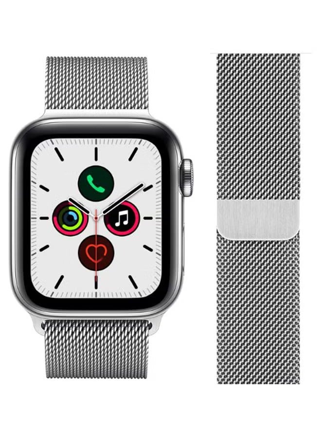 Perfii Stainless Steel Replacement Band For Apple iWatch Series 5/4/3/2/1 Silver - Image 2