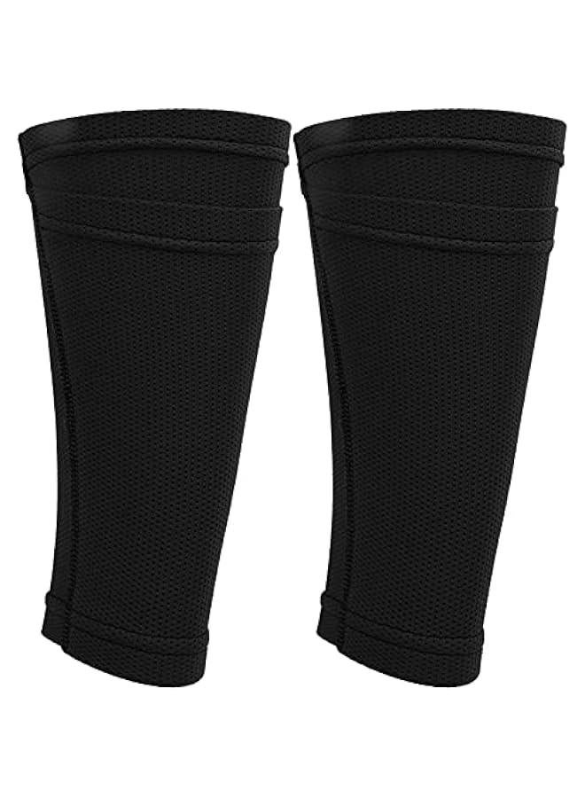 Generic Soccer Shin Guard Socks,Black Leg Guard Socks, Nylon Breathable Calf Shin Guard Covers, Double Layer Leg Performance Support  - Image 1