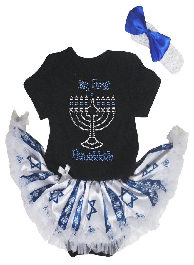 Petitebella Rhinestones My First Hanukkah Baby Dress Nb-18m (Black/Hanukkah, 6-12 Months)