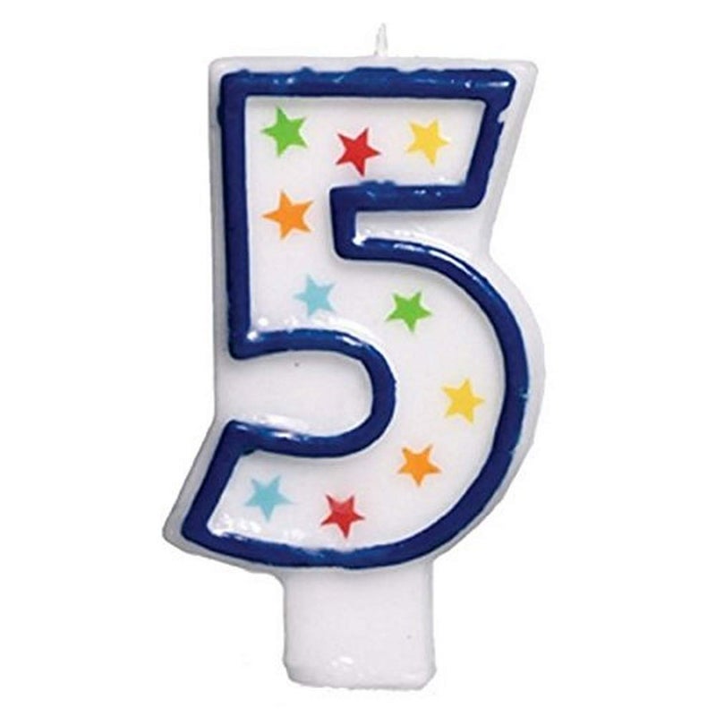 Amscan Colorful 5 Birthday Star Flat Molded Candle Party Supplies White 3 12