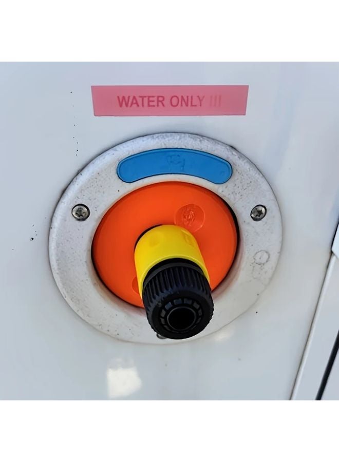 Orange RV Water Tank Adapter Leak Proof Design Easy Install Blue Handle Durable Plastic - Image 4