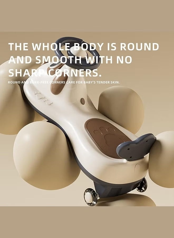 Children's swing car, twist car with lights and music, PU material children's car with wheels, children's car with storage box for children aged 2 to 8 (with battery) - Image 5