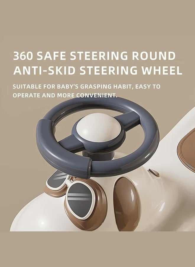 Children's swing car, twist car with lights and music, PU material children's car with wheels, children's car with storage box for children aged 2 to 8 (with battery) - Image 2