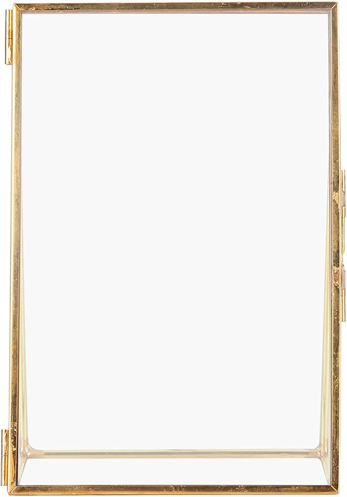 Brass Photo Frame With Stand And Glass 10 2x15 3cm 4x6 5x7 Inches Hanging Or Tabletop Display - Image 1