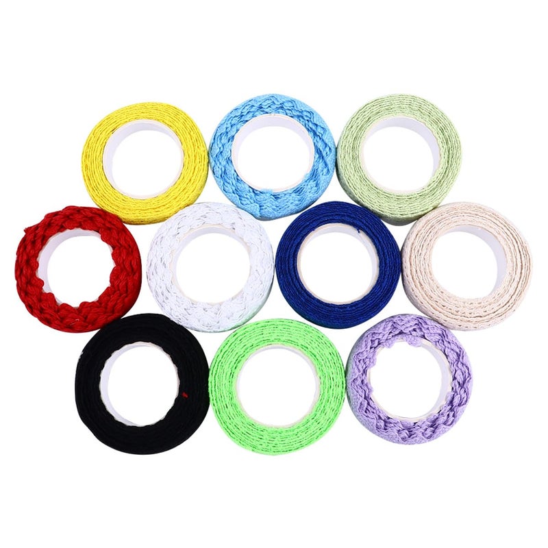 STOBAZA 10 لفات شريط لاصق قطني من الدانتيل لتزيين الحرف اليدوية DIY وسكرابوكينغ وبطاقات وتغليف الهدايا - Image 1