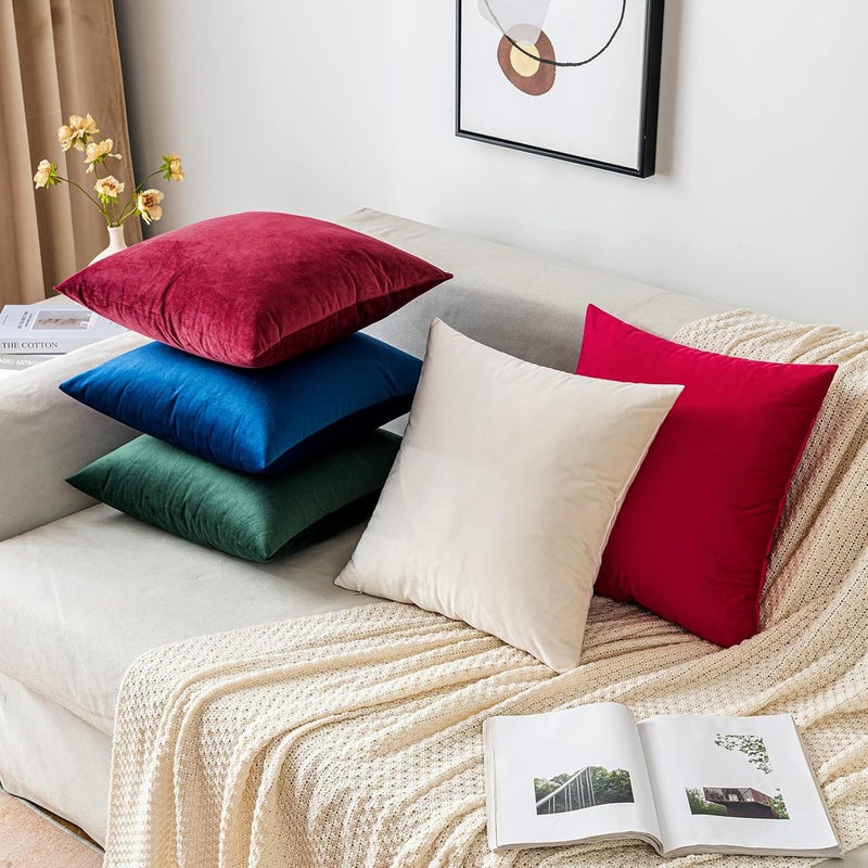 EMEMA Velvet Cushion Cover, Christmas Cushion Cover, 30 x 50 cm, Decorative, Cream White, Sofa Cushion, Lumbar Cushion, Throw Cushion Cover with Hidden Zip, Sofa and Bedroom, Set of 2 - Image 5