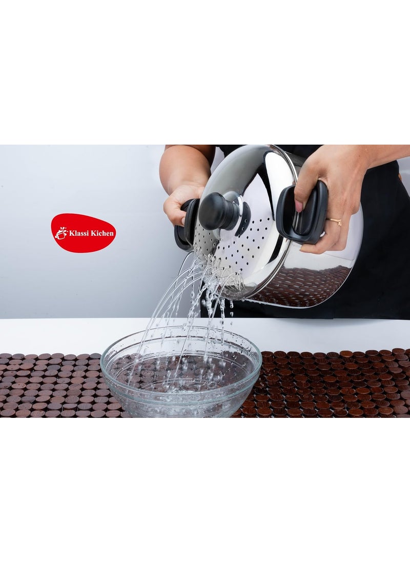 KLASSI KICHEN Klassi Kichen Stainless Steel PastaNoodle Pot with Strainer Lid and 4 Idli Plates Induction Standard Idli Maker  - Image 5
