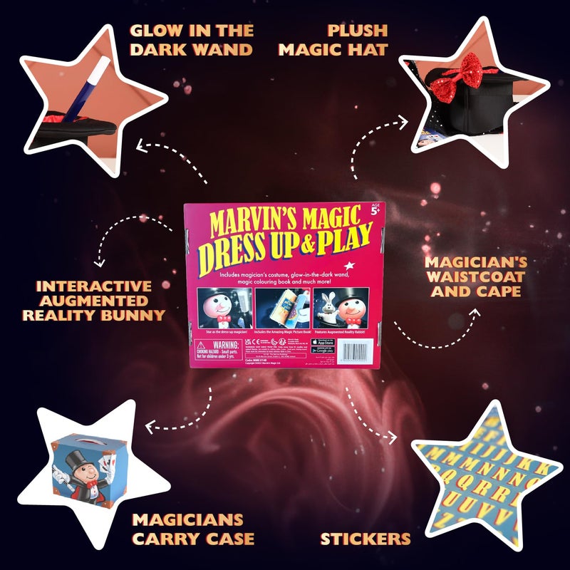 Marvin's Magic - Magician Costume with Magic Wand, Stickers, Magician Hat, Colouring Book and More - Gifts for Children, Toys, Kids Halloween Costume - Kids Costume - Image 2