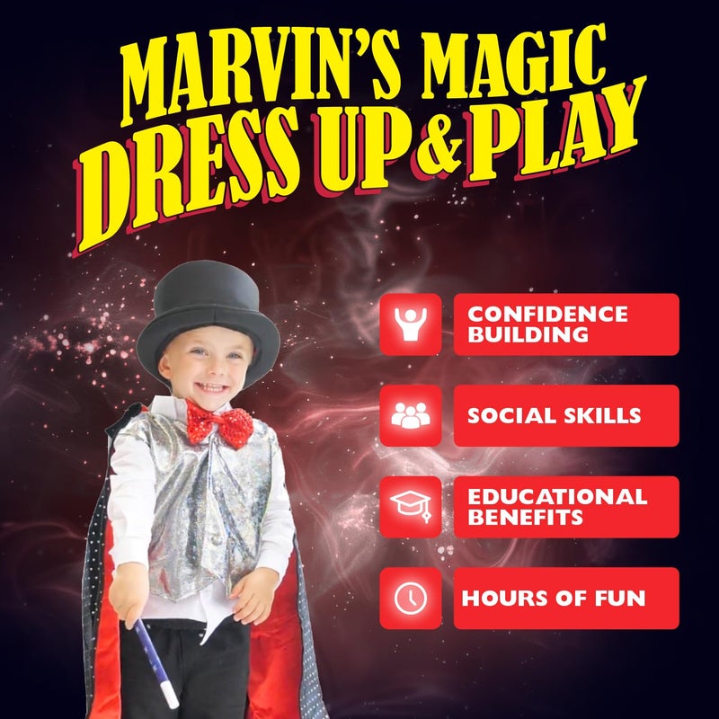 Marvin's Magic - Magician Costume with Magic Wand, Stickers, Magician Hat, Colouring Book and More - Gifts for Children, Toys, Kids Halloween Costume - Kids Costume - Image 3