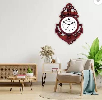 Kadio Analog 39 cm X 26 cm Wall Clock (Brown, with Glass, Standard) - Image 4
