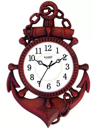 Kadio Analog 39 cm X 26 cm Wall Clock (Brown, with Glass, Standard) - Image 1