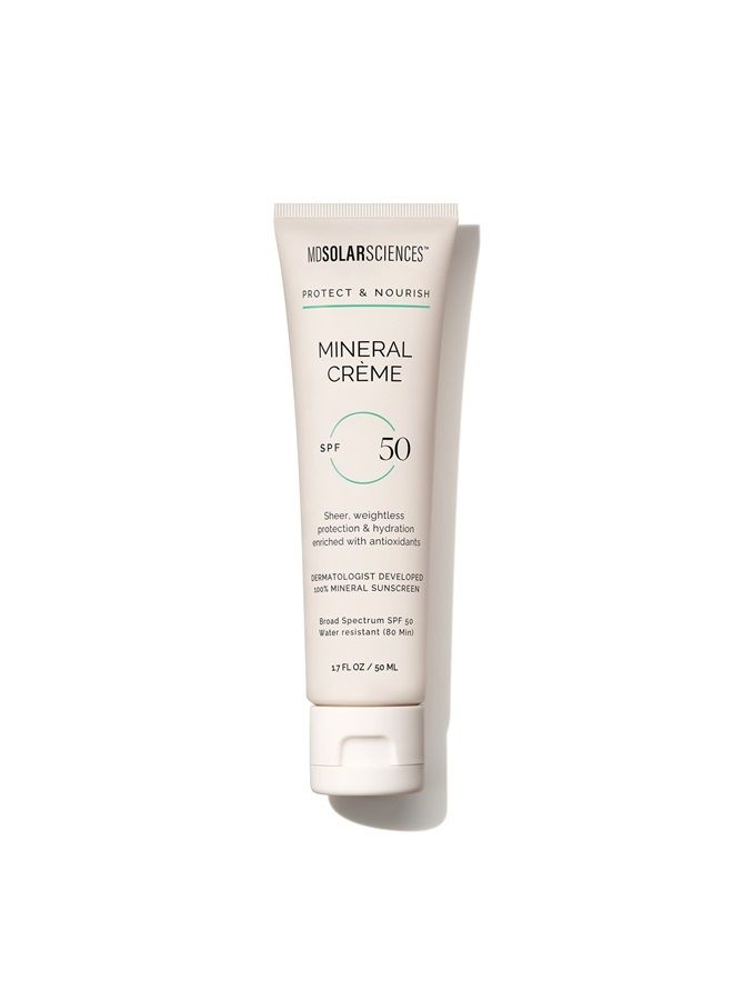 MDSolarSciences Mineral Crème SPF 50 Sunscreen for Face – Water-Resistant, Broad Spectrum UV Protection – Blendable Micronized Zinc Oxide – Smooth, Natural Matte Finish, 1.7 Fl Oz  - Image 1