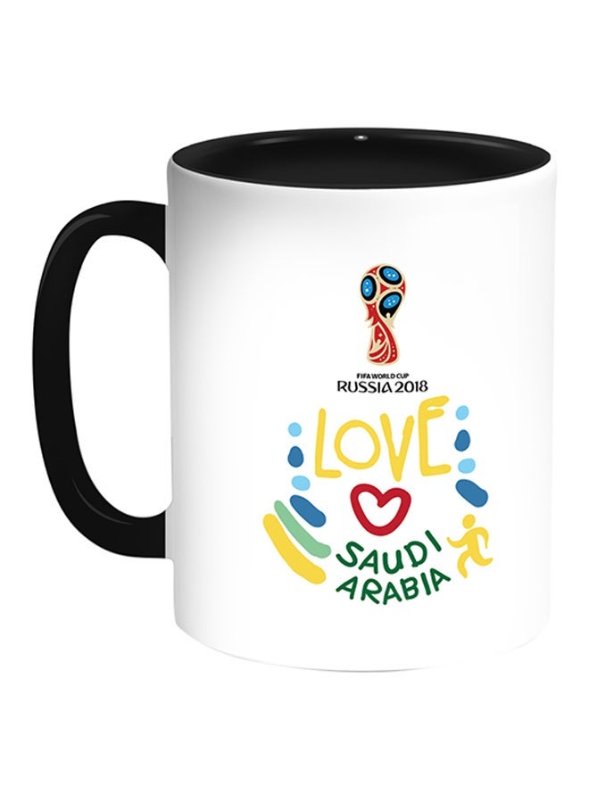 RYN FIFA World Cup 2018 Love Saudi Arabia Printed Coffee Mug White/Black 11ounce