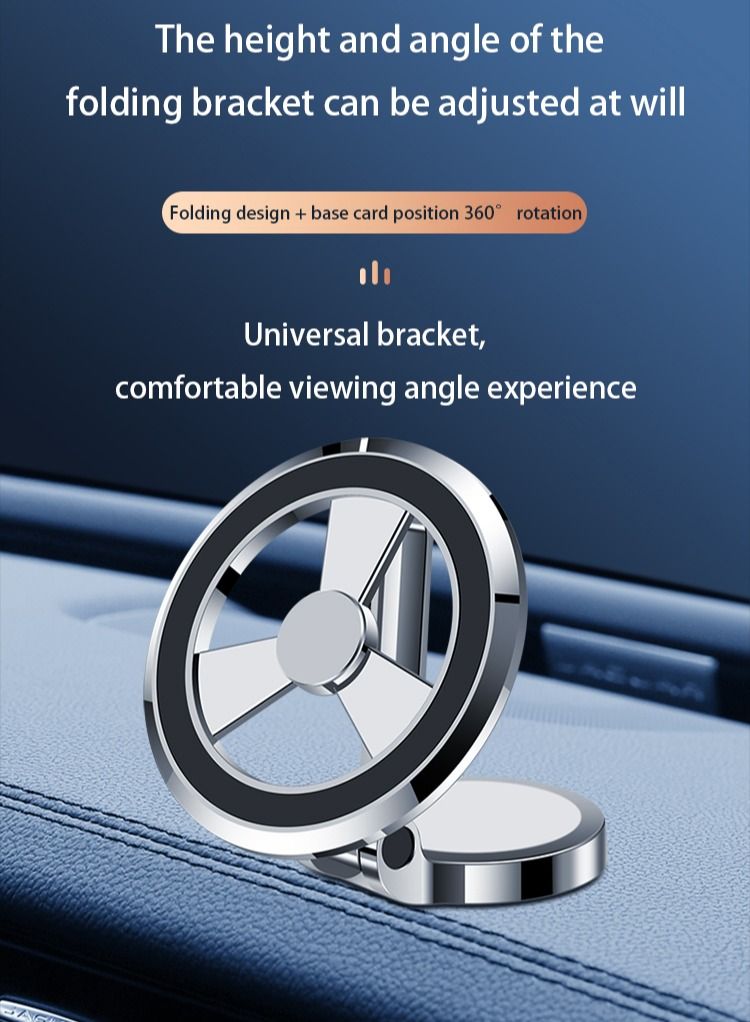 Rock Pow 2025 new car bracket mobile phone Mag safe, magnetic suction, folding high-end navigation car Apple dedicated  - Image 2